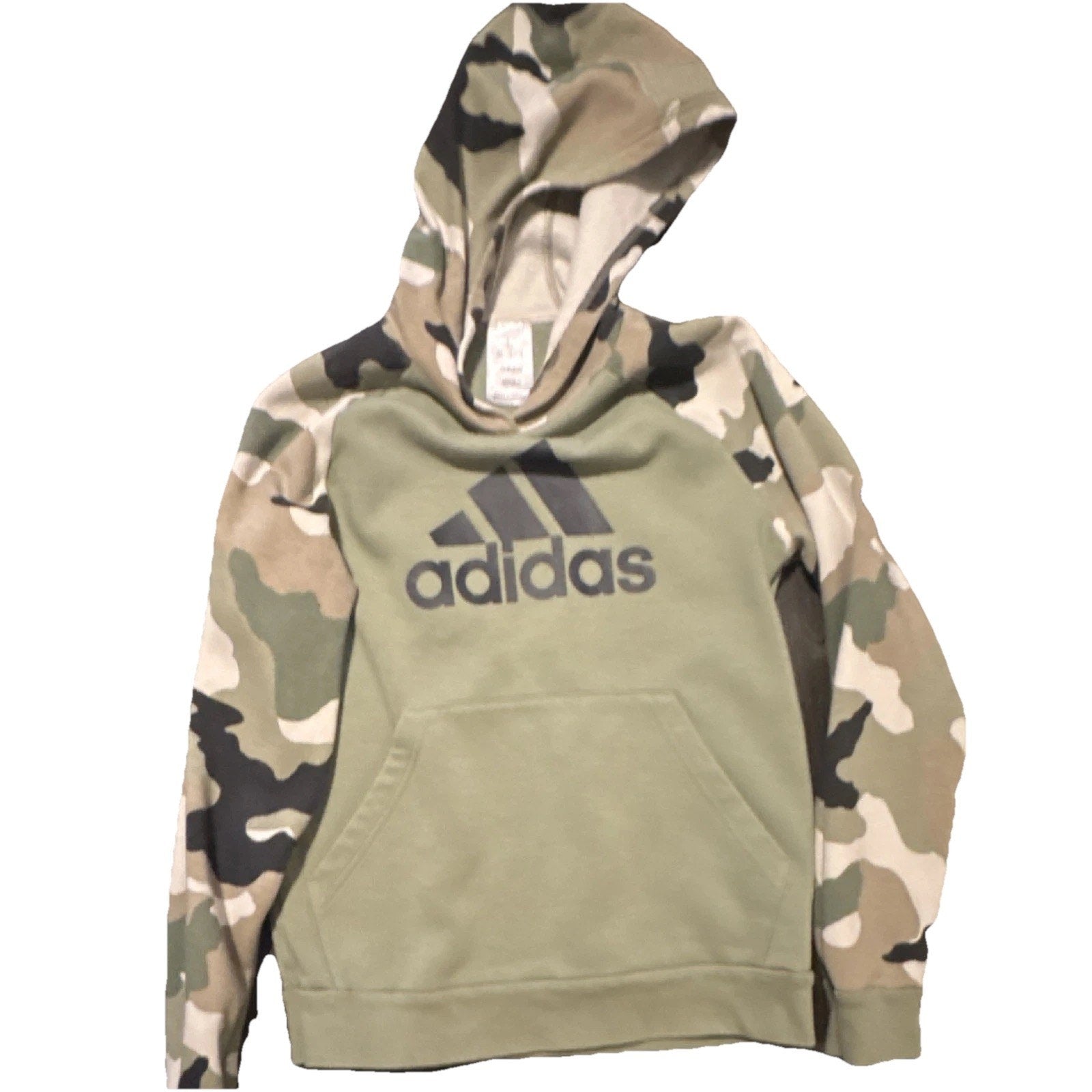 Adidas Boys Camouflage Pullover Hoodie Hooded Pockets Regular Fit Size L