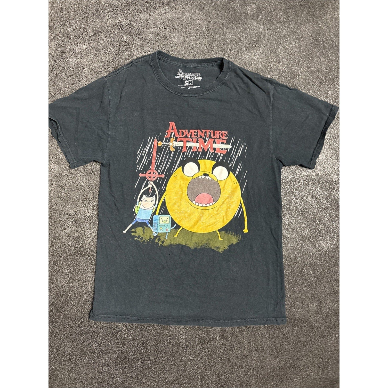 Adventure Time Graphic T-Shirt Size XXL Black Cotton Cartoon Network