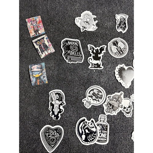 40 Black Gothic Stickers Random Selection.