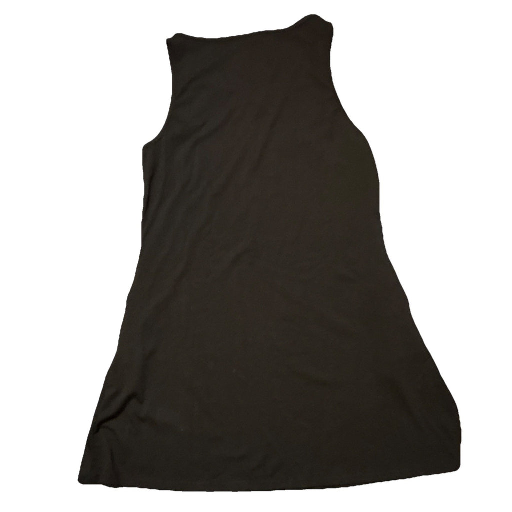 Black Sleeveless Henley Chemise Nightgown with Button Accents Size L