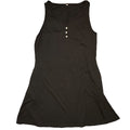 Black Sleeveless Henley Chemise Nightgown with Button Accents Size L