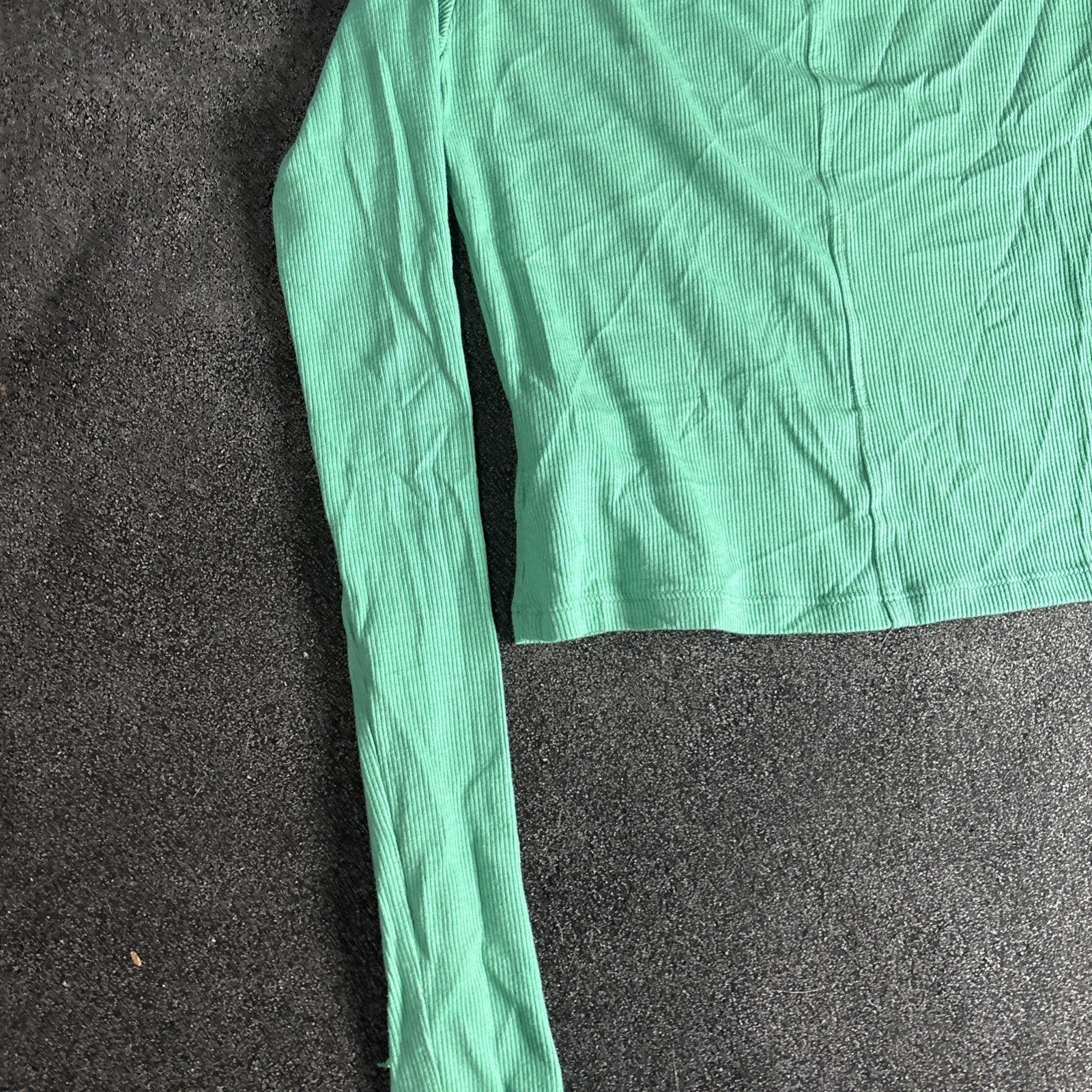 American Eagle Green Ribbed Mock Neck Top Size Small