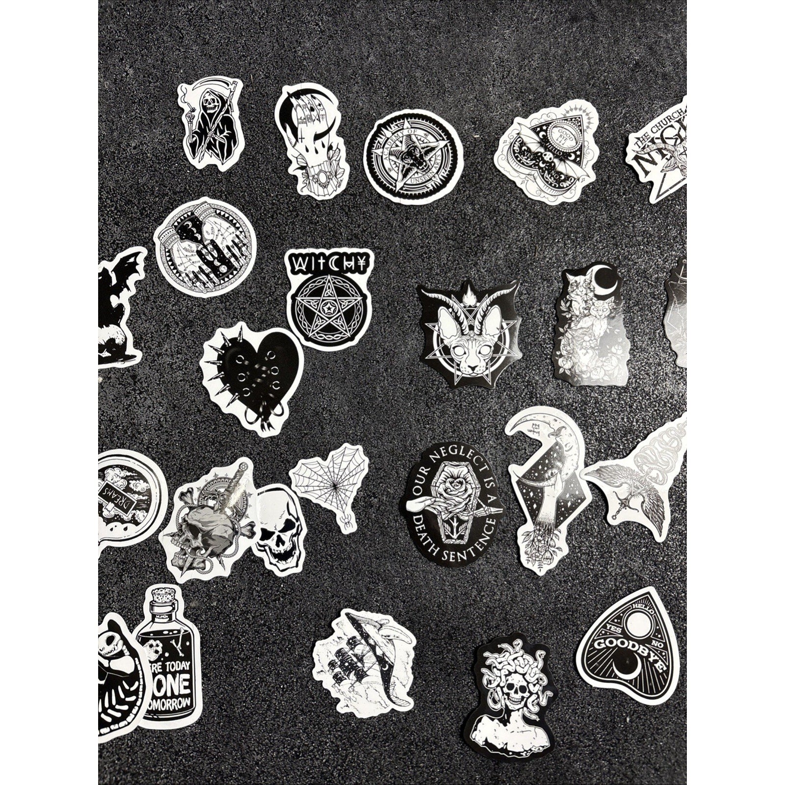 40 Black Gothic Stickers Random Selection.