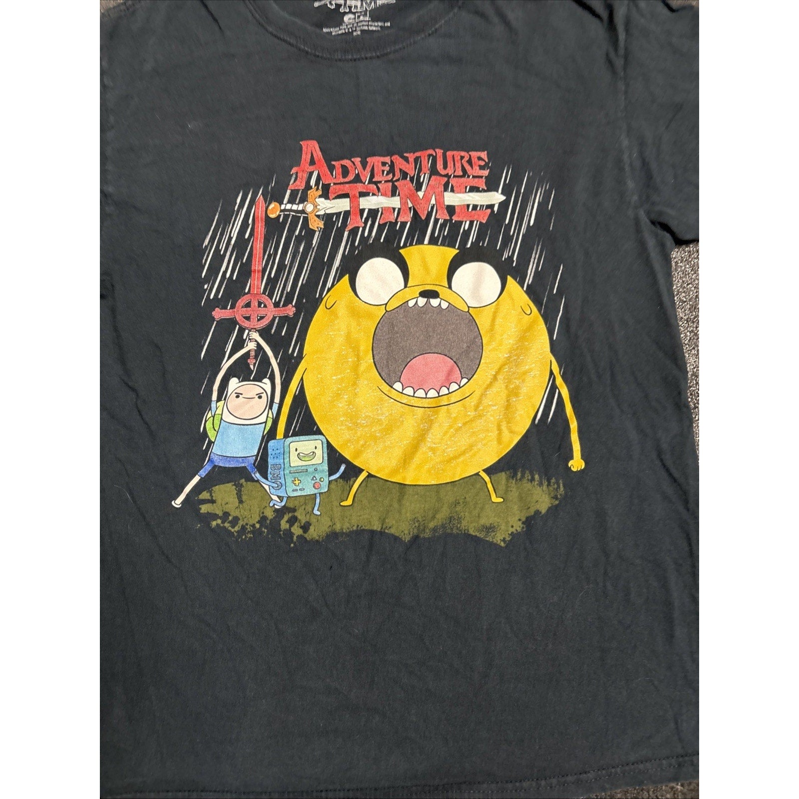 Adventure Time Graphic T-Shirt Size XXL Black Cotton Cartoon Network