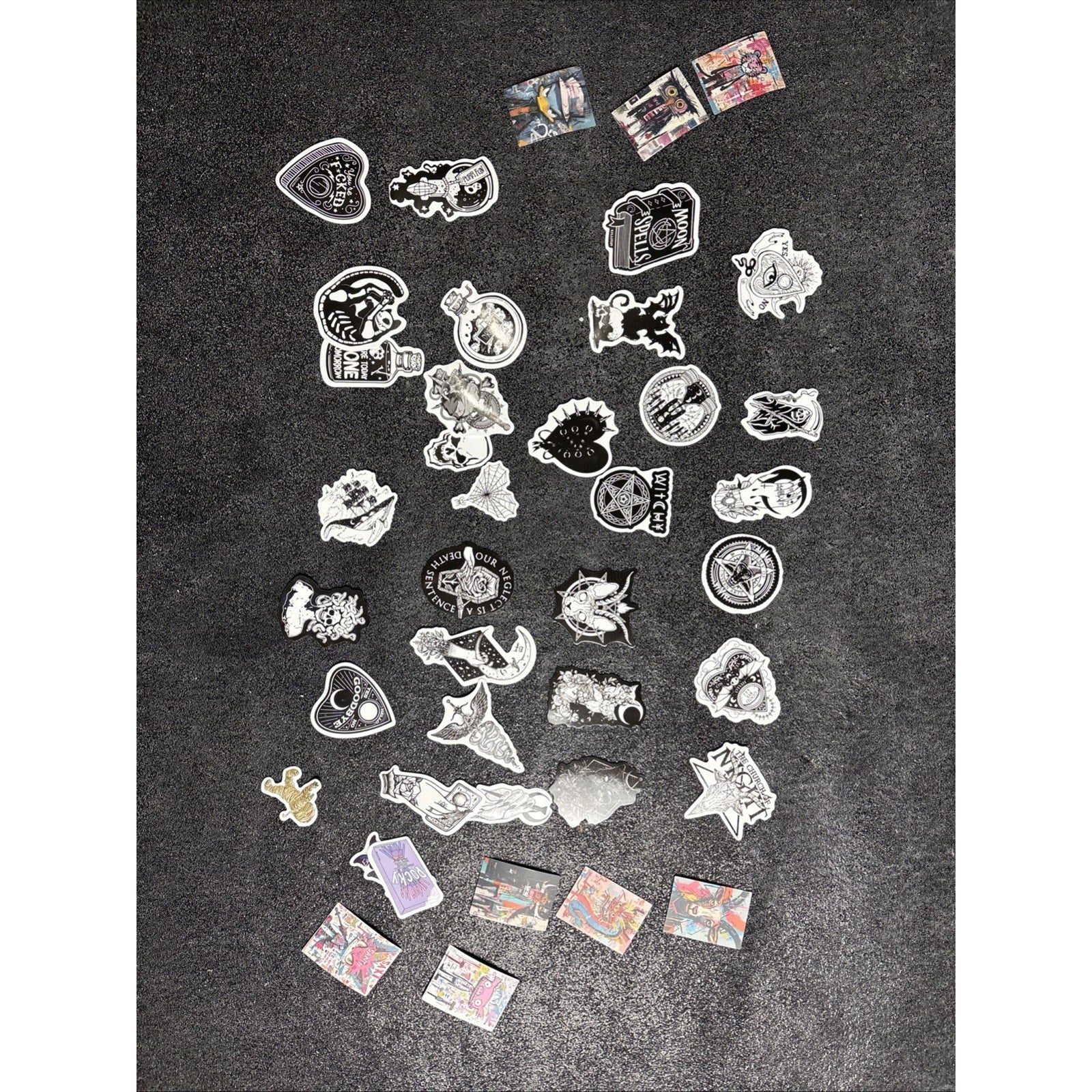 40 Black Gothic Stickers Random Selection.