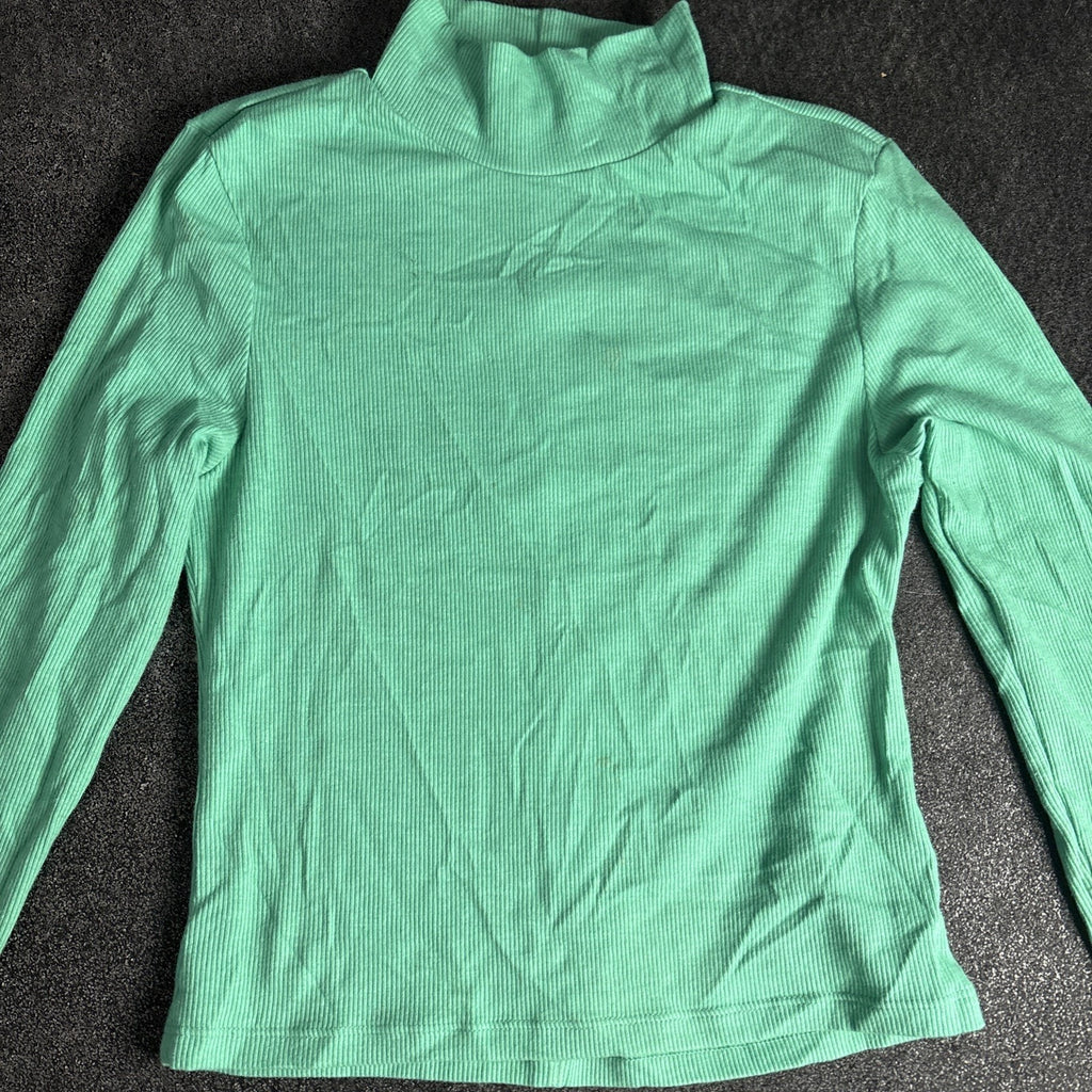 American Eagle Green Ribbed Mock Neck Top Size Small